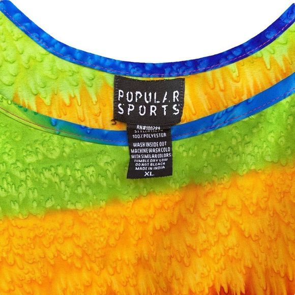 Vintage 90s Popular Sports Rainbow Slip Mini Dress Size XL - Picture 3 of 3